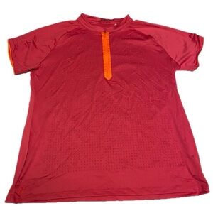 Lopez Women’s 1X Pink Jersey Style Shirt with Zip Front and Rhinestone Design